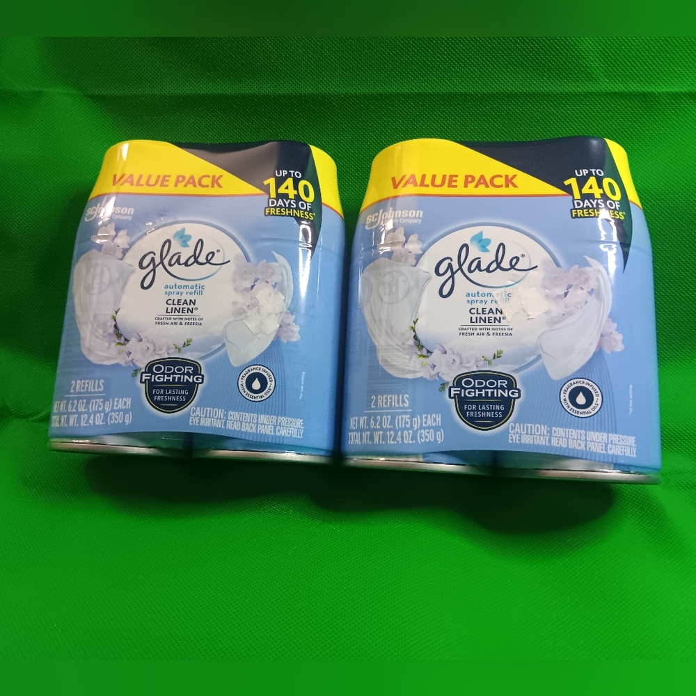 Glade Air Freshener Automatic Spray Refills 4 Pack Clean Linen & Cashmere Woods